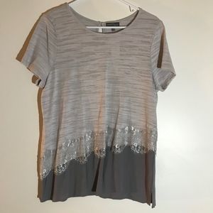 Grey and Sliver Tee with Lace